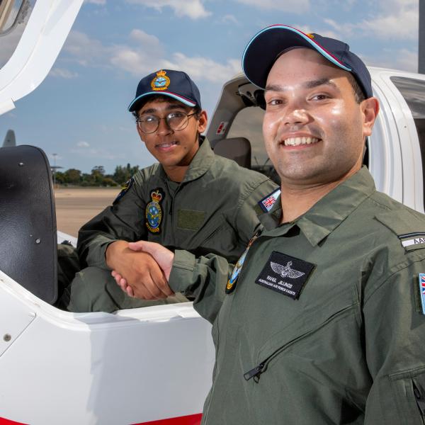 Volunteer pilot with cadet