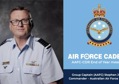 Image of CDR AAFC. Image is accompanied by the Air Force Cadets logo. 